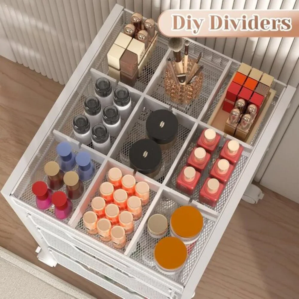 New Rolling Makeup Cart Organizer, 3-Drawer White Vanity Storage with Wheels